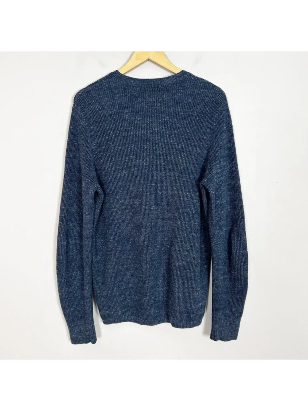 Gap Henley Waffle‎ Sweater Heather Navy Ribbed Size Large Men's